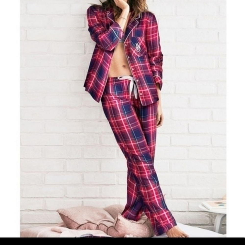 Victoria’s Secret Dreamer Plaid Pajama Set M 2pc Sleepwear‎ Sweet Dreams